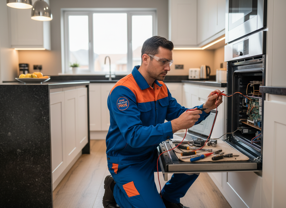 Technician repairing built-in oven in Winter Park home