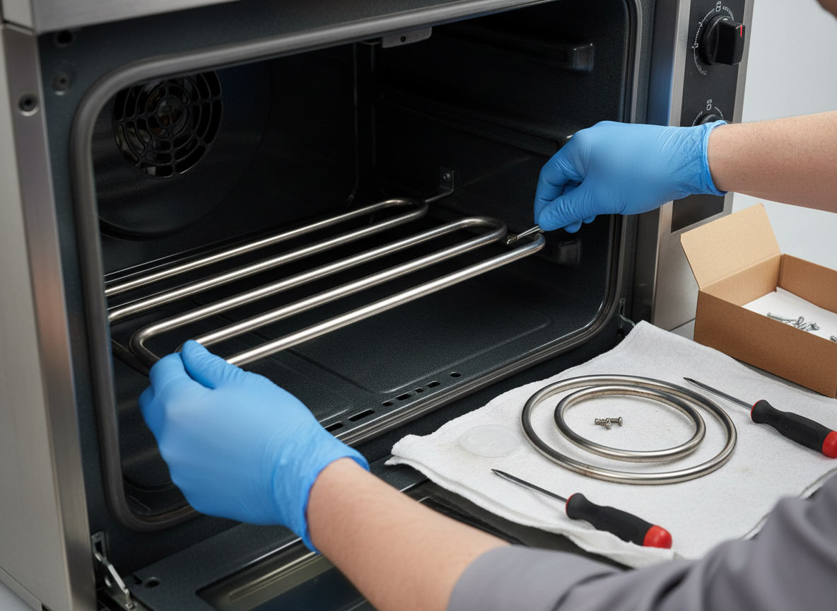 Technician replacing oven heating element in Ocoee FL home