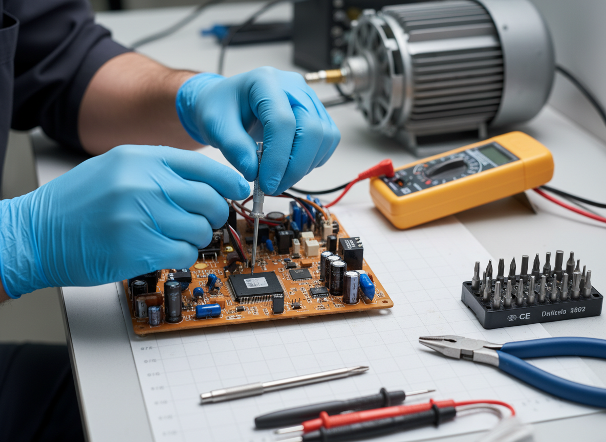 Washer repair close-up — internal component replacement in Orlando