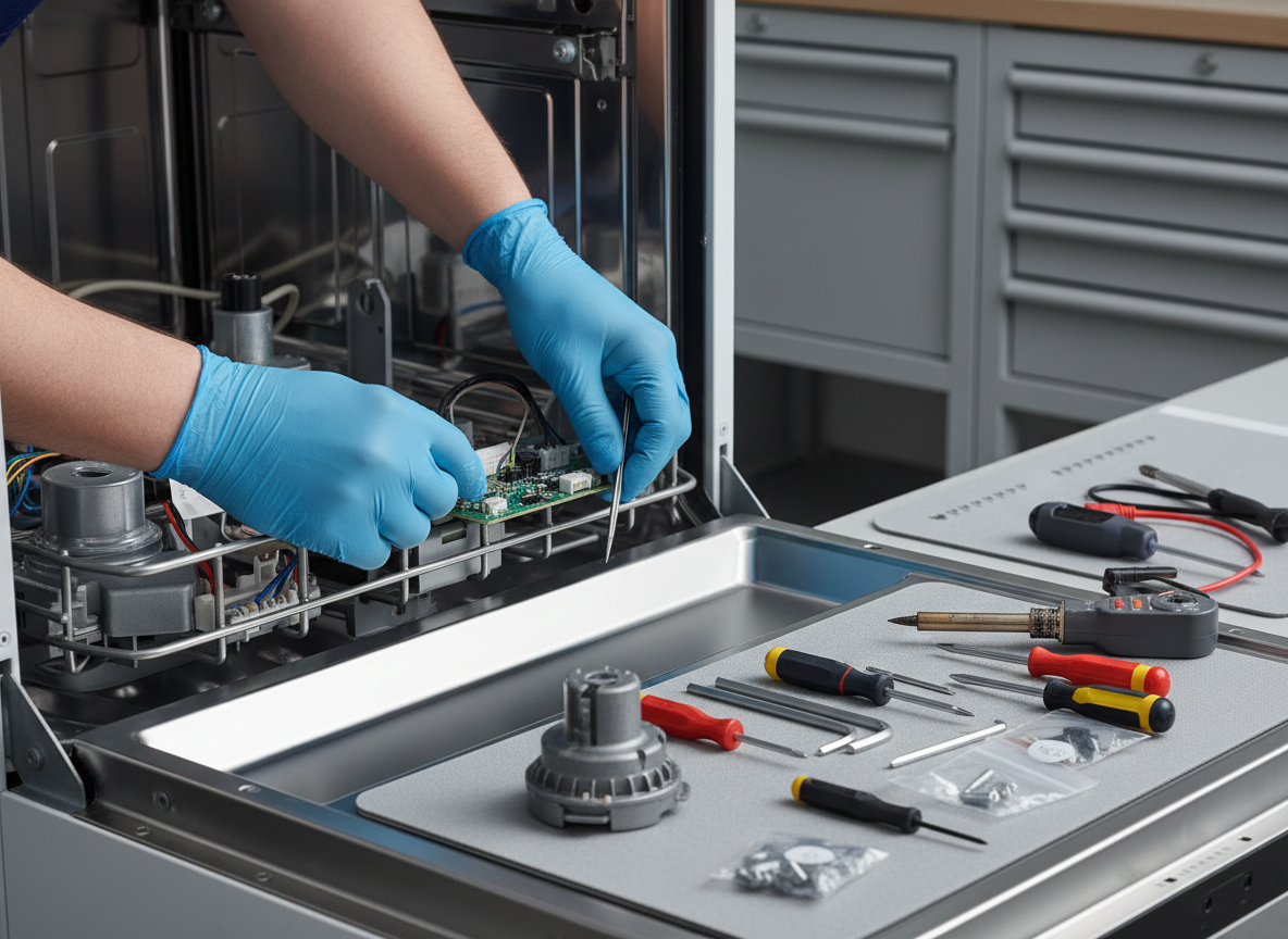 Dishwasher repair close-up — pump replacement in Orlando