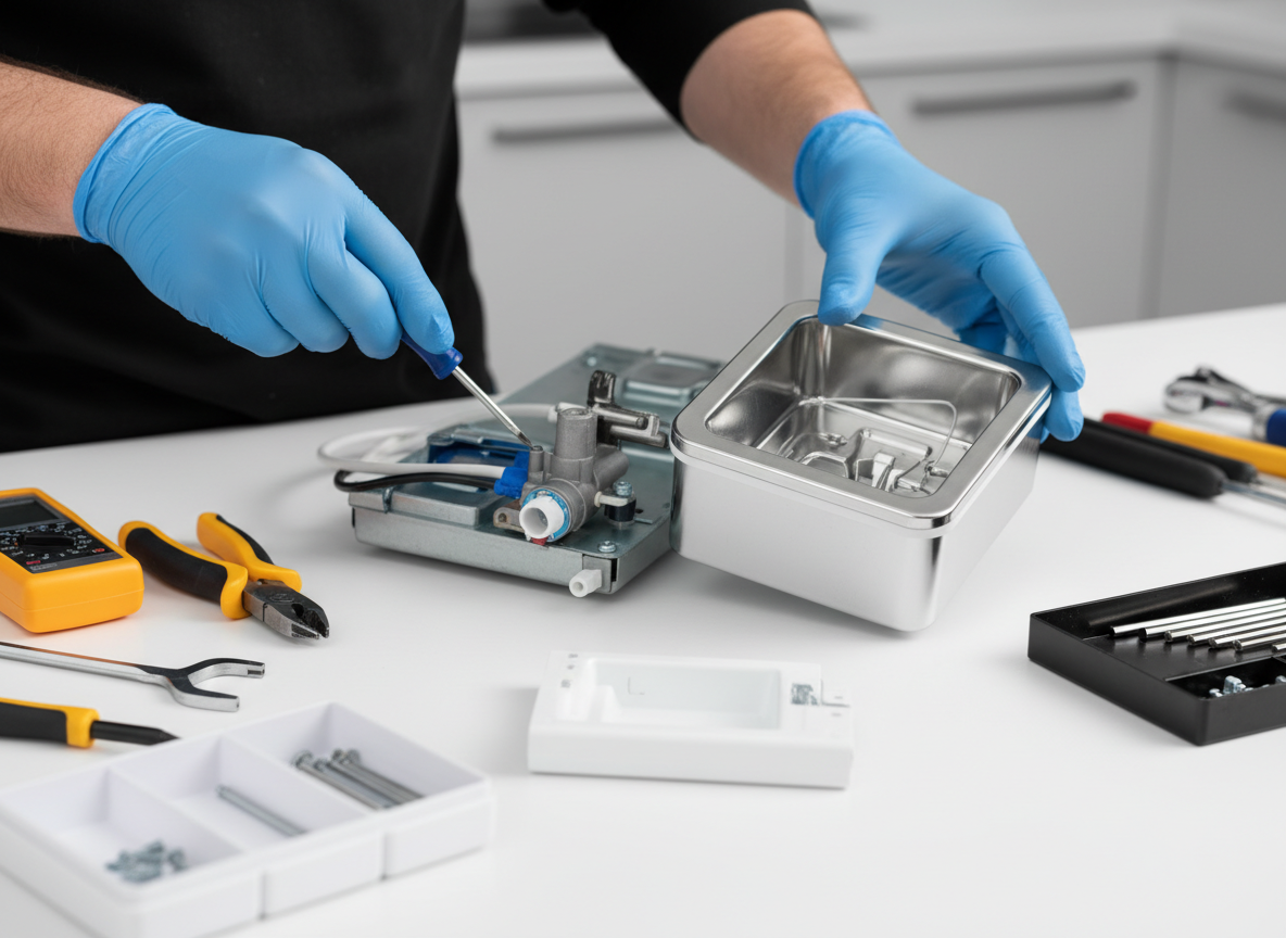 Ice maker repair close-up — component replacement in Orlando