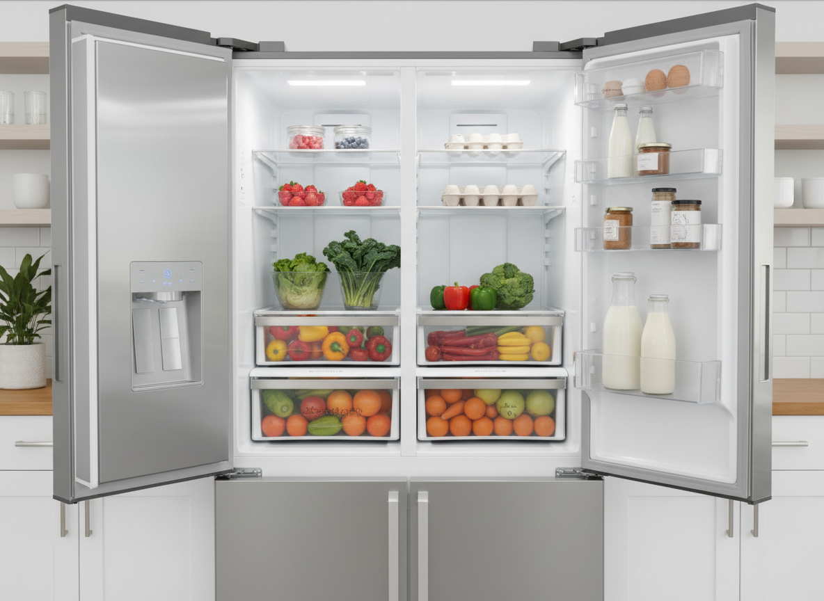 Modern stainless steel refrigerator