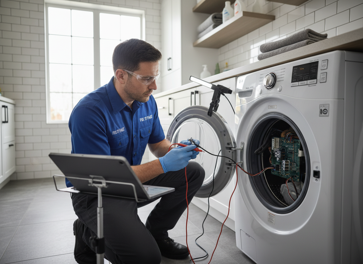 Professional technician repairing an LG appliance in Orlando, FL